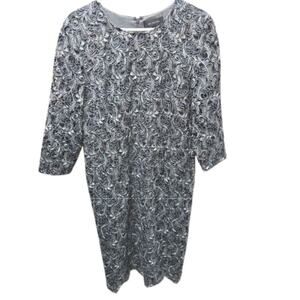 St John Evening Soutache Style Mesh Overlay Dress Womens 14 Silk Lined